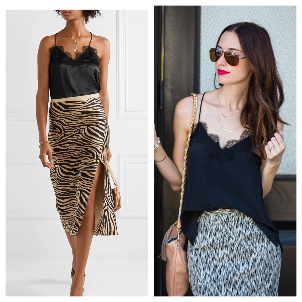 Cami NYC  The Racer Black Lace Silk Tank